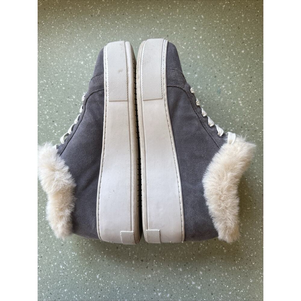 J/Slides NYC Mellia Platform Suede Lace Up Faux Fur Sneaker Shoes Gray 9.5 - Picture 5 of 10